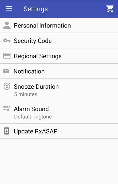 Capture d'écran de l'application RxASAP